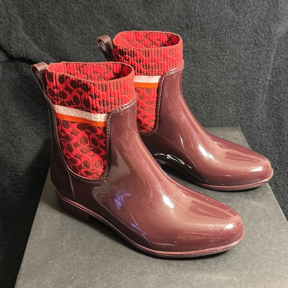 Coach Shoes - Coach Rivington Rubber Rain Boot Bootie.           Bitter Chocolate